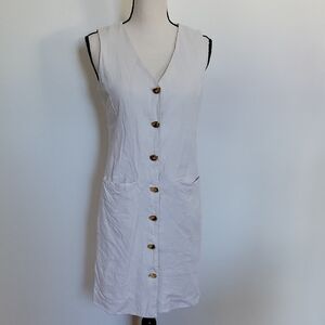 Rachel Zoe Sz XS Linen-Blend Button-Front Mini Vest Dress